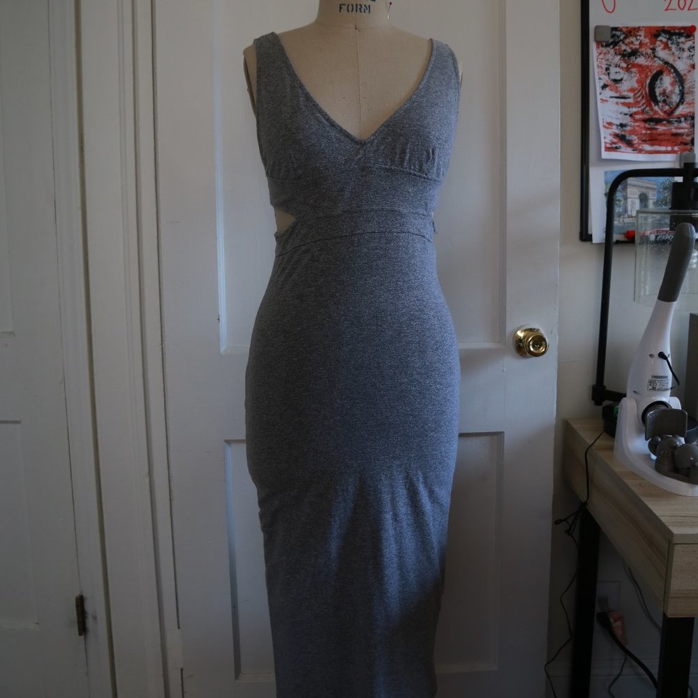 Monrow Grey Cutout Midi Dress